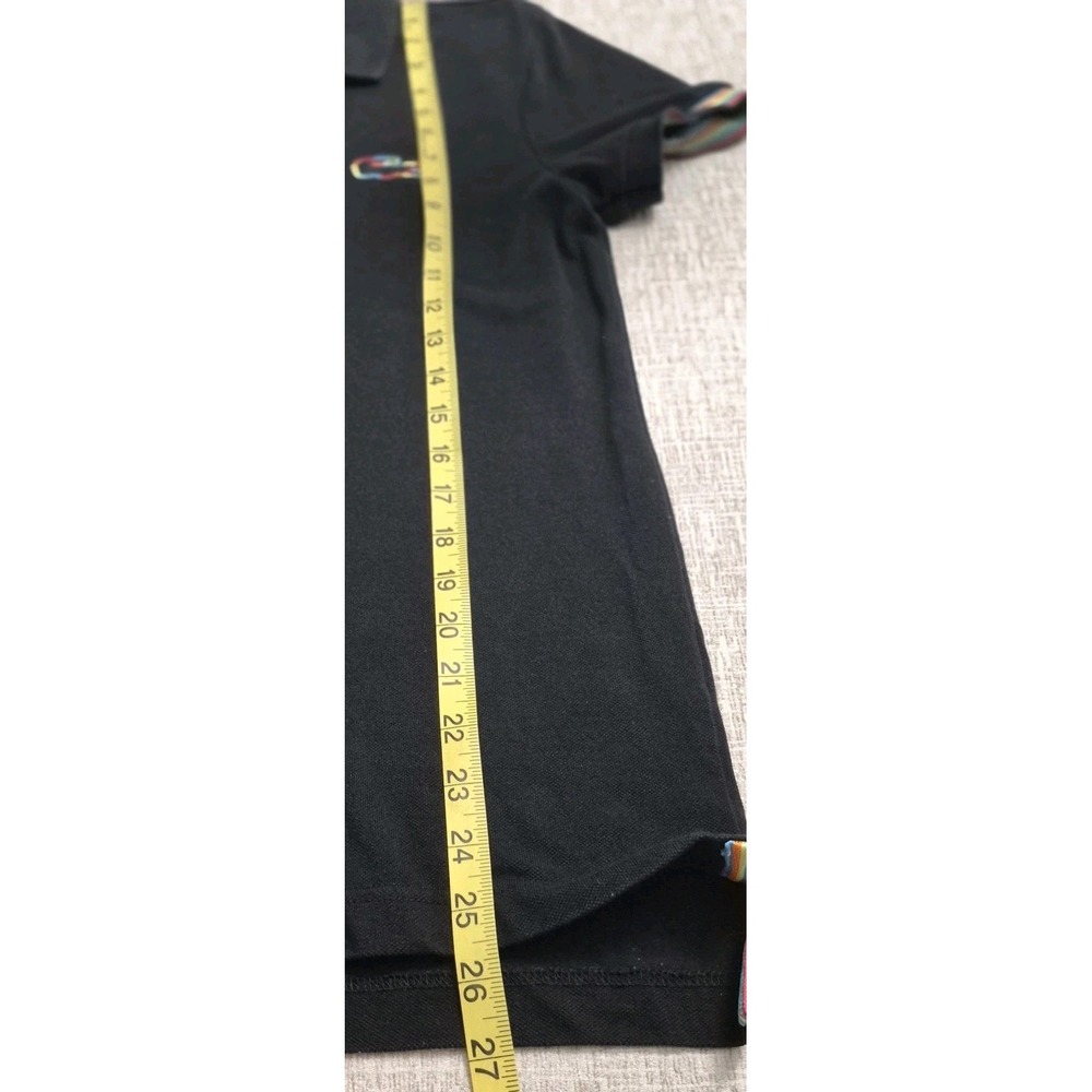 Lacoste Rainbow Trim Polo Shirt Black Mens Size 4 Medium Croc - Picture 11 of 12